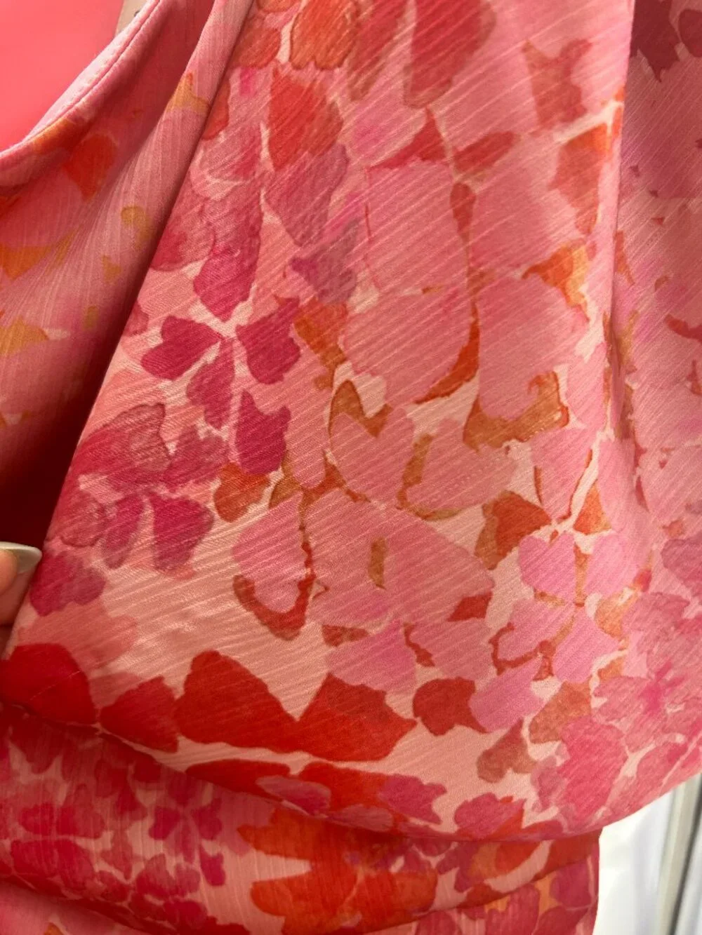 Sachin + Babi Pink and Orange One-Shoulder Floral Evening Gown - Picture 5 of 6